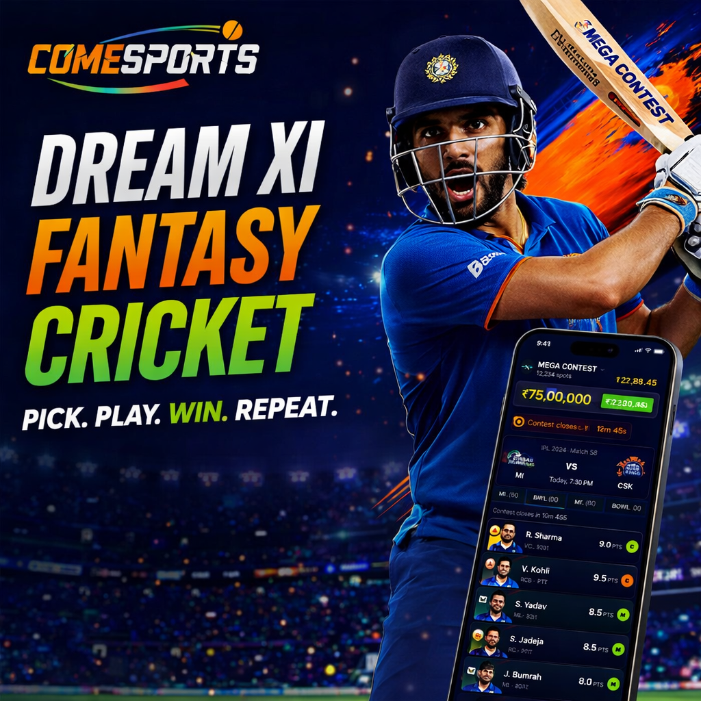 Cricket 11 App Dream XI fantasy cricket ad visual