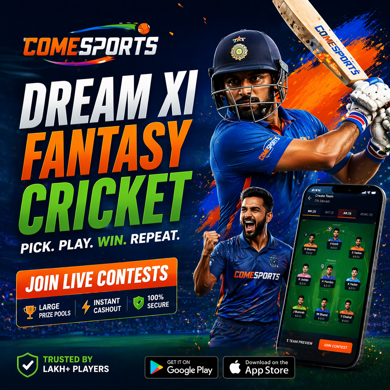 Cricket 11 App fantasy sports main visual
